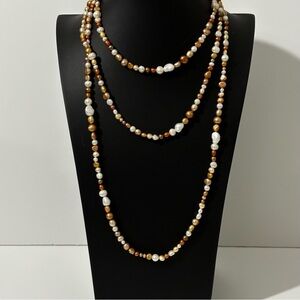 Real multi color pearl 34” drop necklace